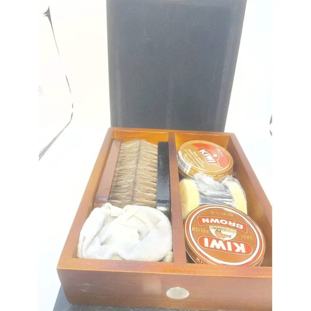Vintage High-End Executive Shoe Shine Valet Box w/Accessories
